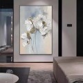 Textura de decoración de pared de flores White Floral by Palette Knife